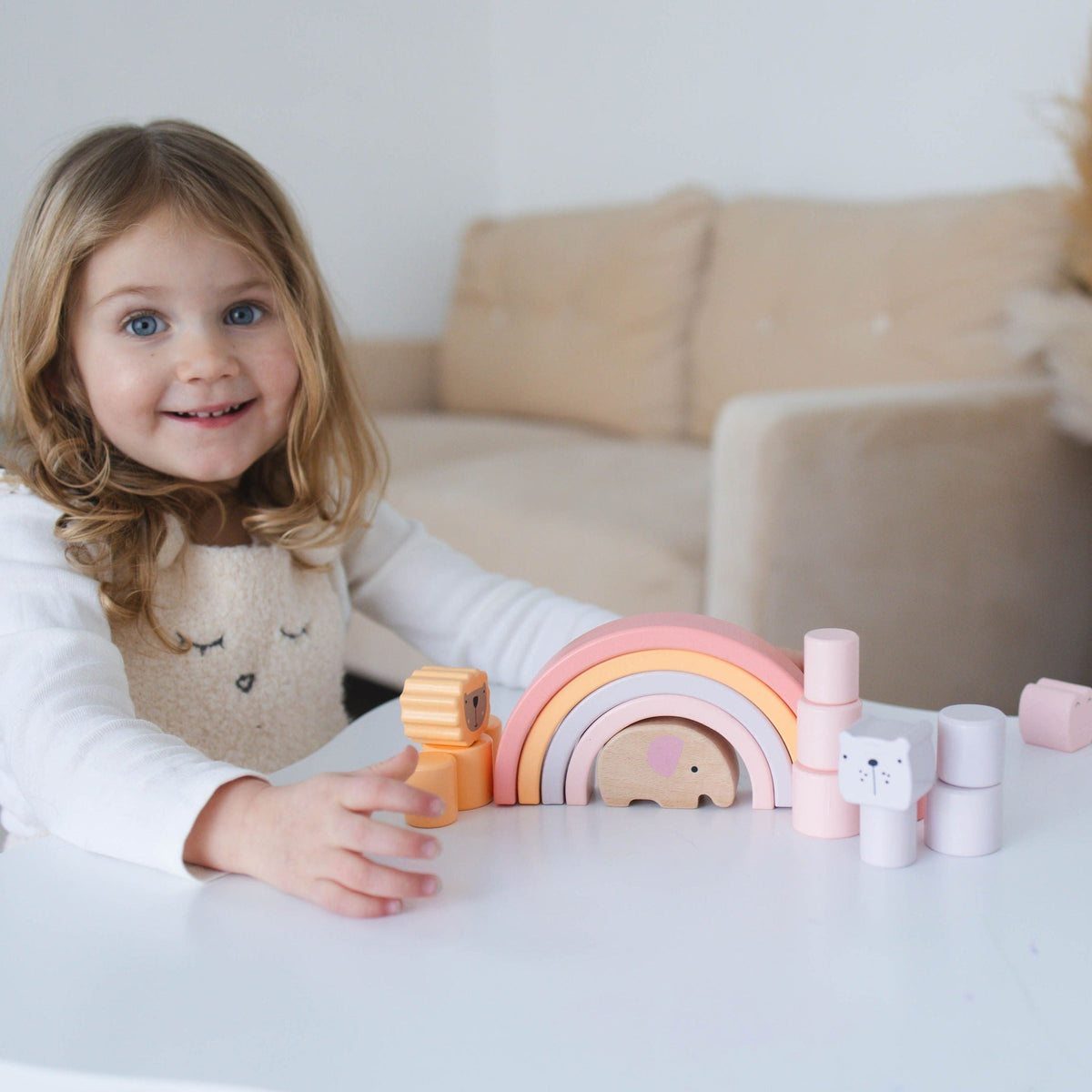 Pink Animal Rainbow Stacking Toy