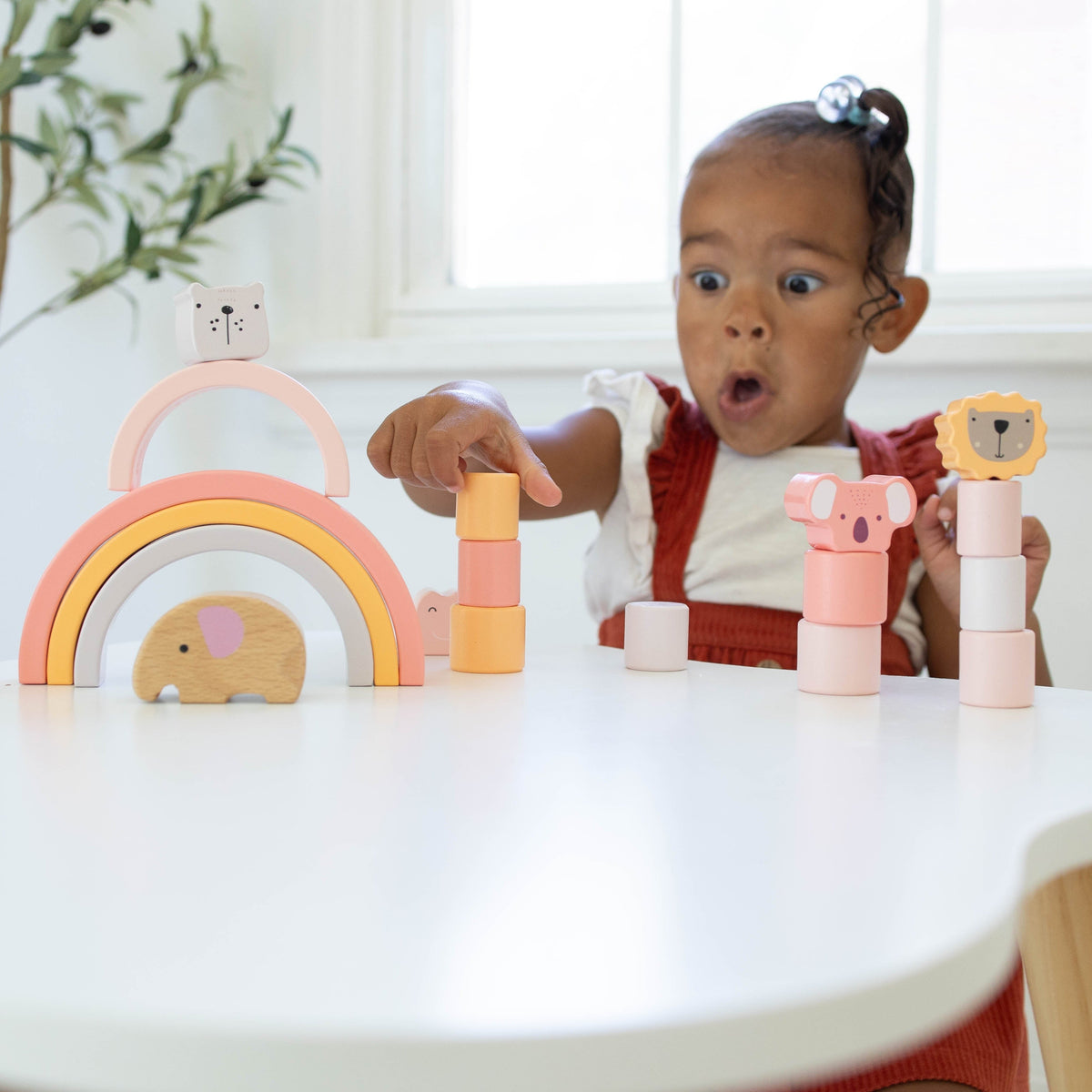 Pink Animal Rainbow Stacking Toy