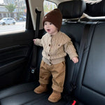 Korean-style Boys Autumnwinter Khaki Embroidered Cable-knit Thickened Sweater - Cindi Book