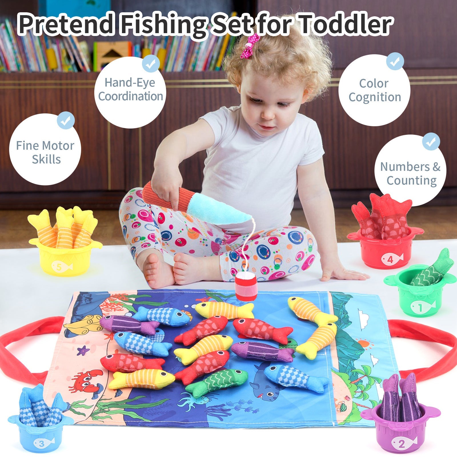 Baby Fishing Toys Three-dimensional Fabric Crawling Early Education Enlightenment - Cindi Book
