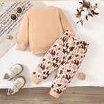 Children's Casual Suit Calf Embroidered Printed Long Sleeve Two-piece Set - Cindi Book