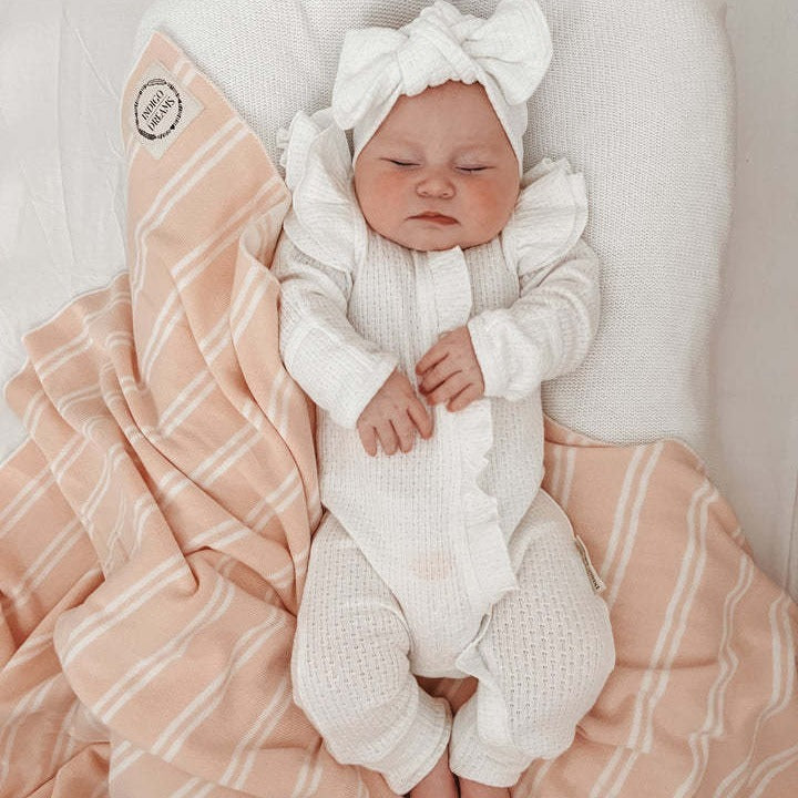 Girl Infant Bodysuit Long-sleeved Knitted Stretch Waffle Jumpsuit - Cindi Book
