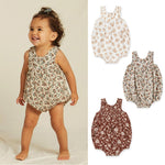 Summer Baby Rompers Cotton Breathable One-piece Nordic Style Floral Sleeveless Romper - Cindi Book