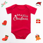 Christmas Deer English Letters Printed Red Triangle Rompers - Cindi Book