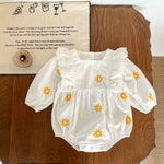 Sweet Daisies Embroidery Rompers Long Sleeve Onesie - Cindi Book