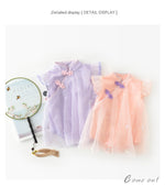 Baby Girl's Antique Style Buckle Mesh Feather Triangle Rompers Infant Onesie Dress - Cindi Book
