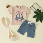 Boy's Clothing Printed Pullover Fashion Round Neck Solid Color Short Sleeve Pocket Shorts - Cindi Book