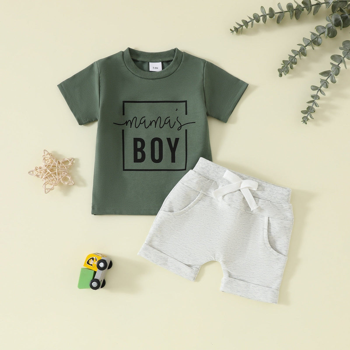 Boy's Clothing Printed Pullover Fashion Round Neck Solid Color Short Sleeve Pocket Shorts - Cindi Book