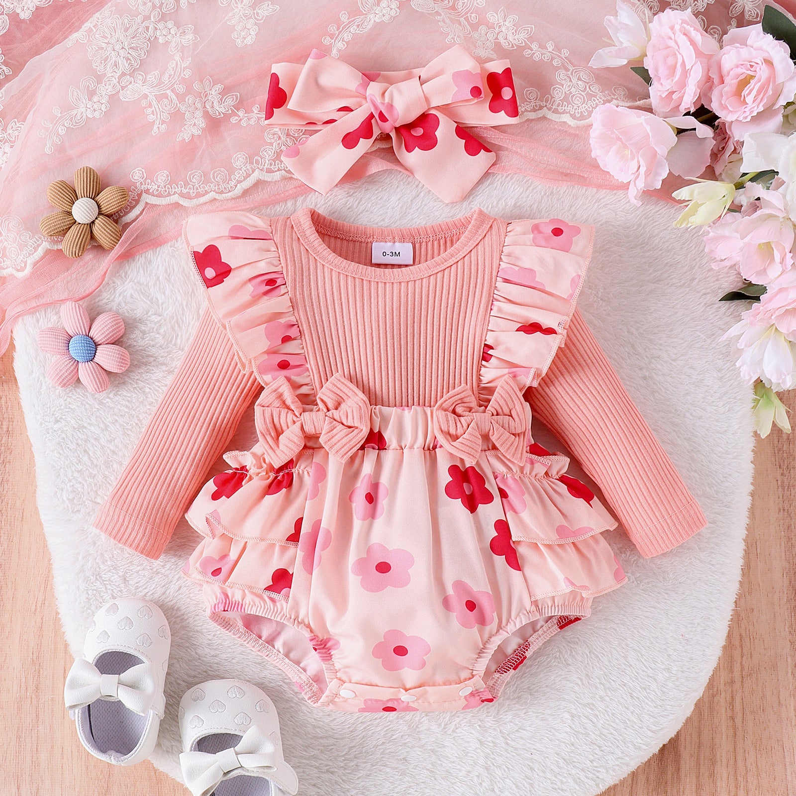 One-piece Romper Pants Bow Headdress Suit - Cindi Book