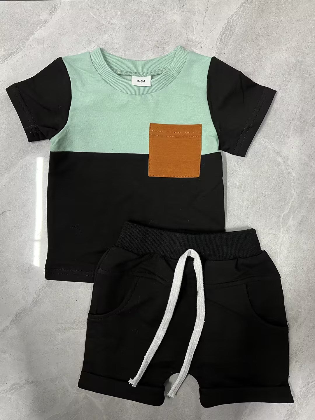 Color Matching Short Sleeve Shorts Suit - Cindi Book