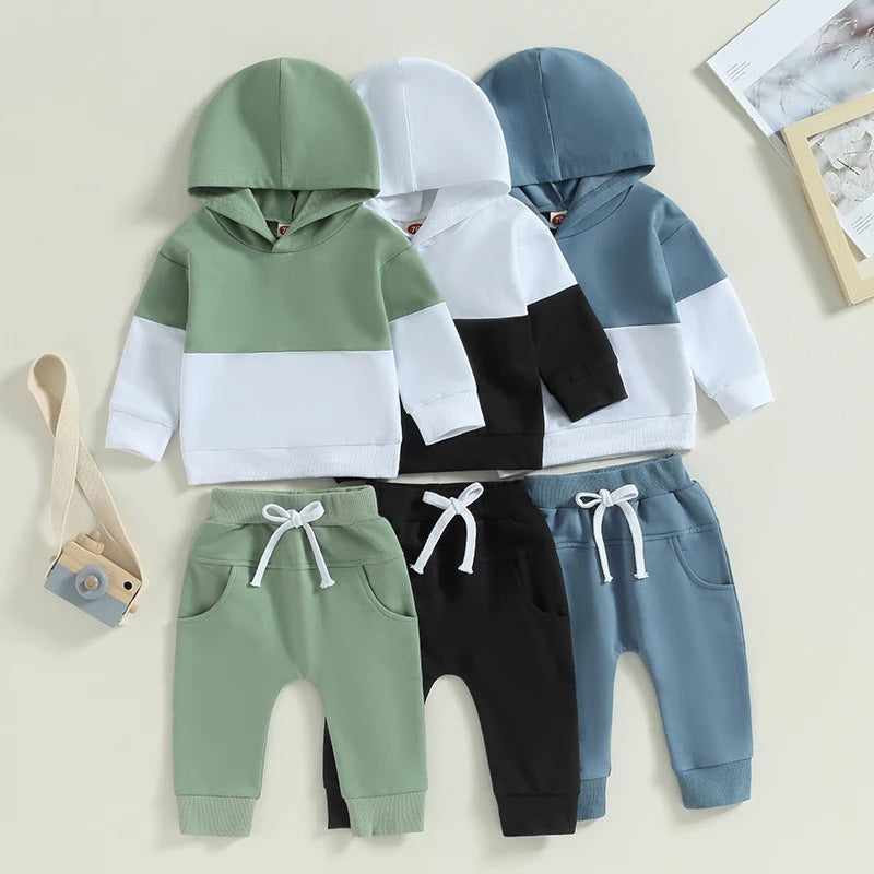 Color Stitching Hoodie Children's Fashion Casual Set - Cindi Book