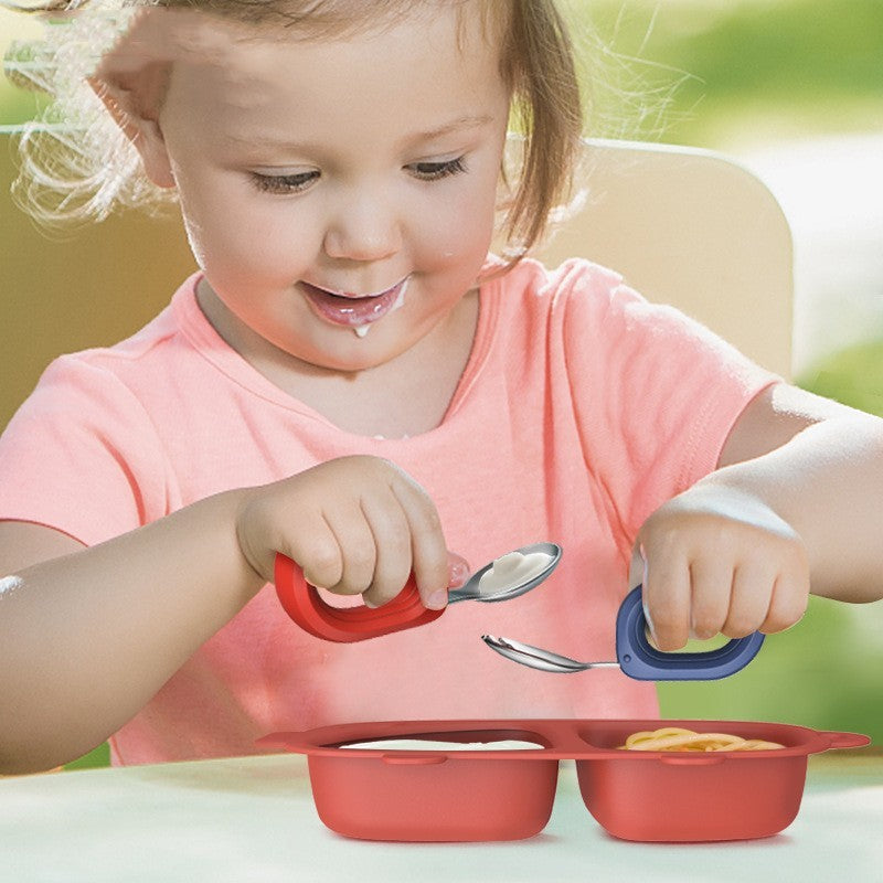 Children's Stainless Steel Round Handle Fork And Spoon Set - Cindi Book