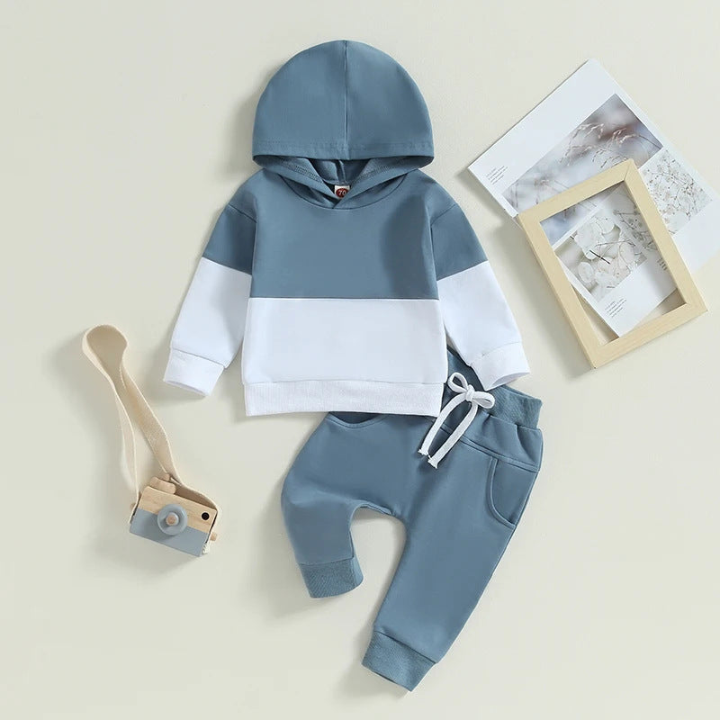 Color Stitching Hoodie Children's Fashion Casual Set - Cindi Book