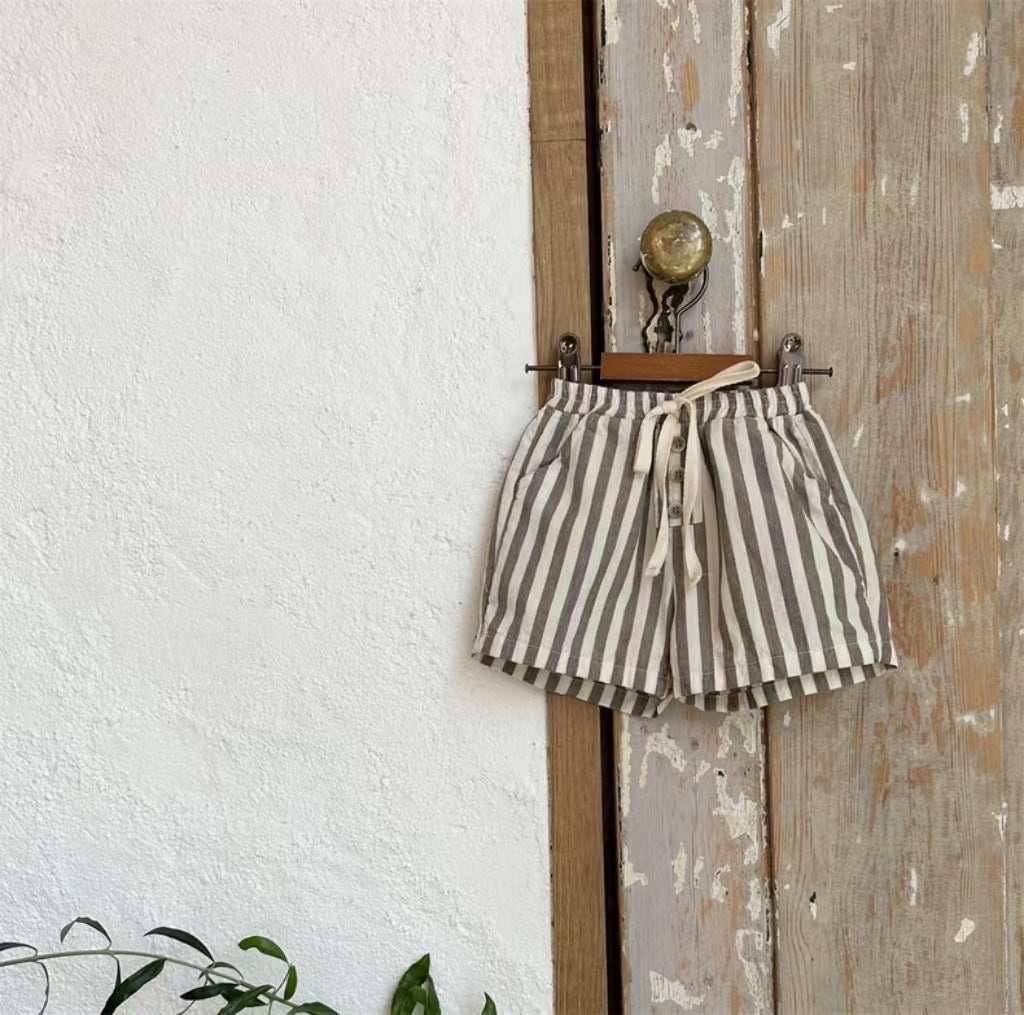 Baby Thin Cotton Vertical Stripes Korean Casual Shorts - Cindi Book