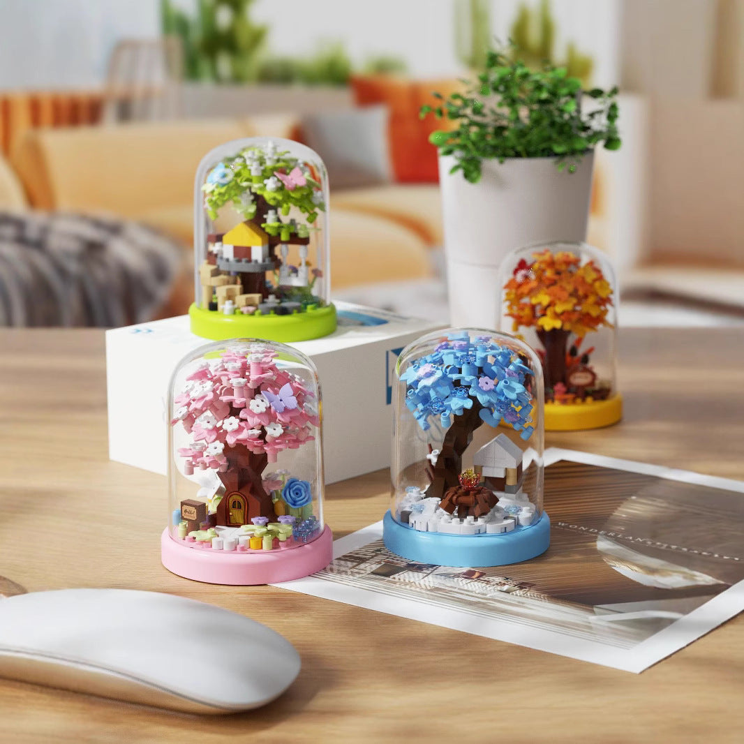Building Block Bouquet Cherry Blossom Tree House Arbor Day Micro Particles - Cindi Book