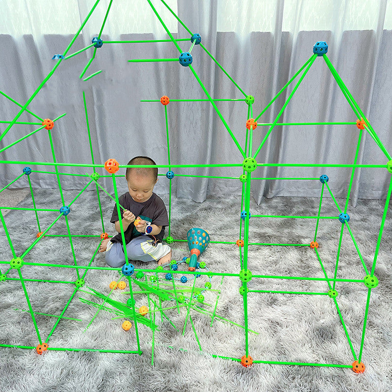Children's DIY Bead Insertion Tent Game House With Building Blocks - Cindi Book