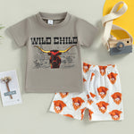 Boy's Short-sleeved T-shirt Bell-bottom Pants Suit - Cindi Book