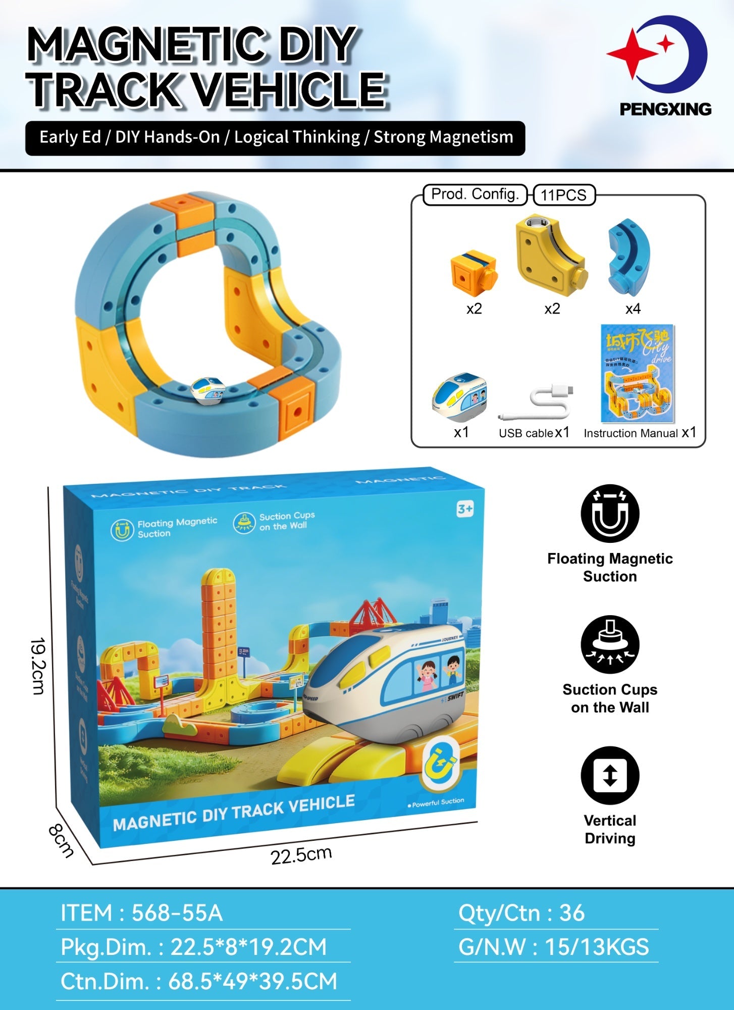 Childrens Electric Magnetic Levitation Track Building Toy - Cindi Book