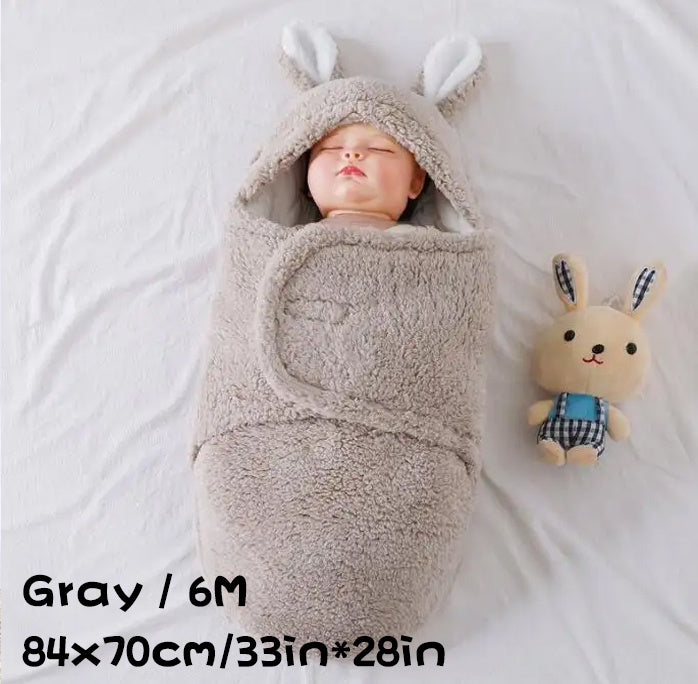 Super Soft Baby Sleeping Bag Fluffy Fleece Newborn Blanket Swaddle Blankets, Unisex Baby Wrap For Newborn Baby Boys Girls With Head-Protecting & Head-Supporting Function, Wearable Swaddle Sleep Sack - Cindi Book