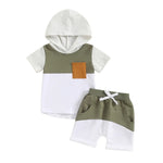 Boys And Girls Color-block Crew Neck Hooded Suits - Cindi Book