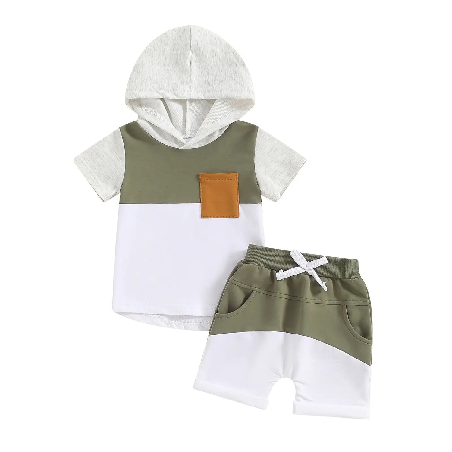 Boys And Girls Color-block Crew Neck Hooded Suits - Cindi Book