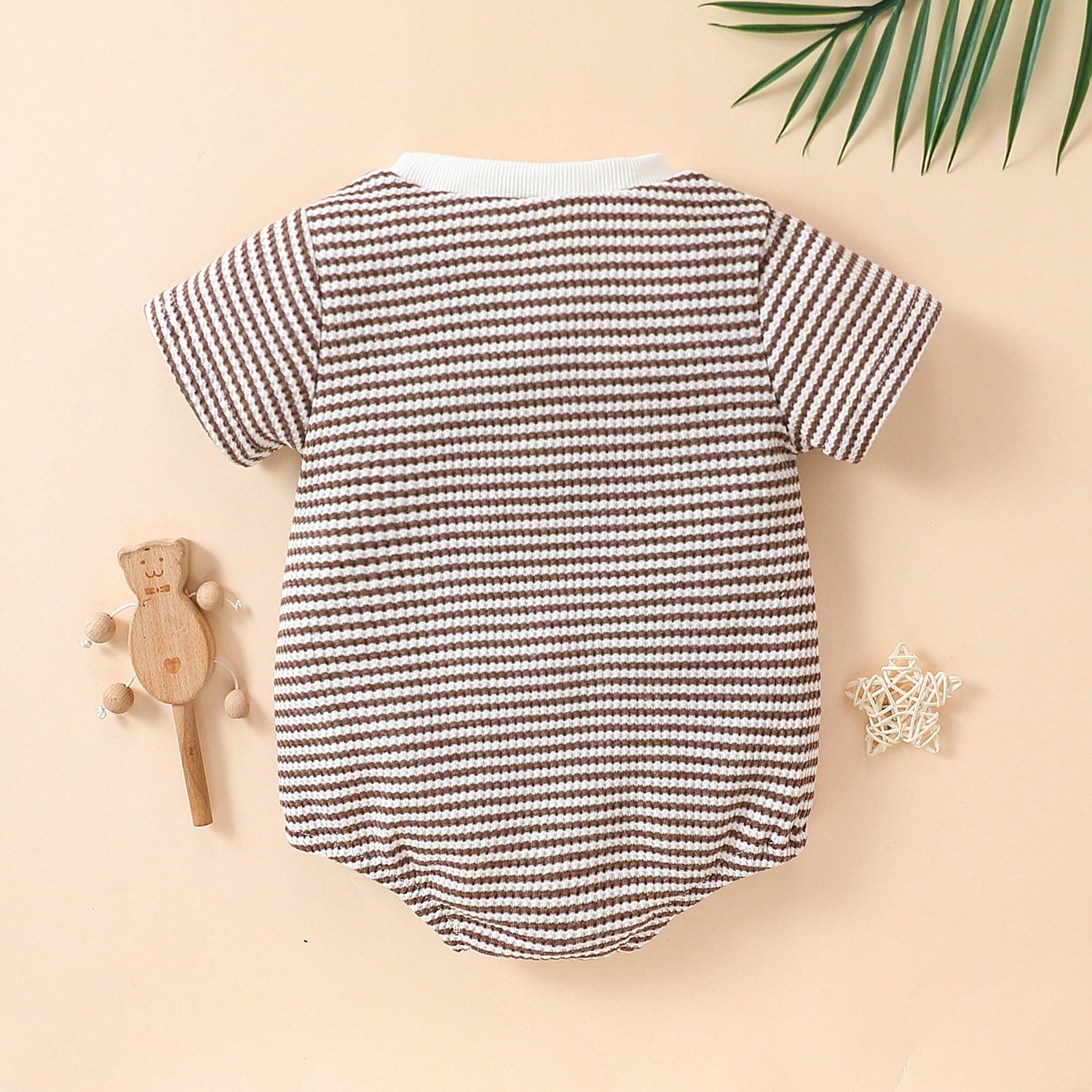 Baby Boys and Girls Striped Cotton Short Sleeve Triangle Rompers