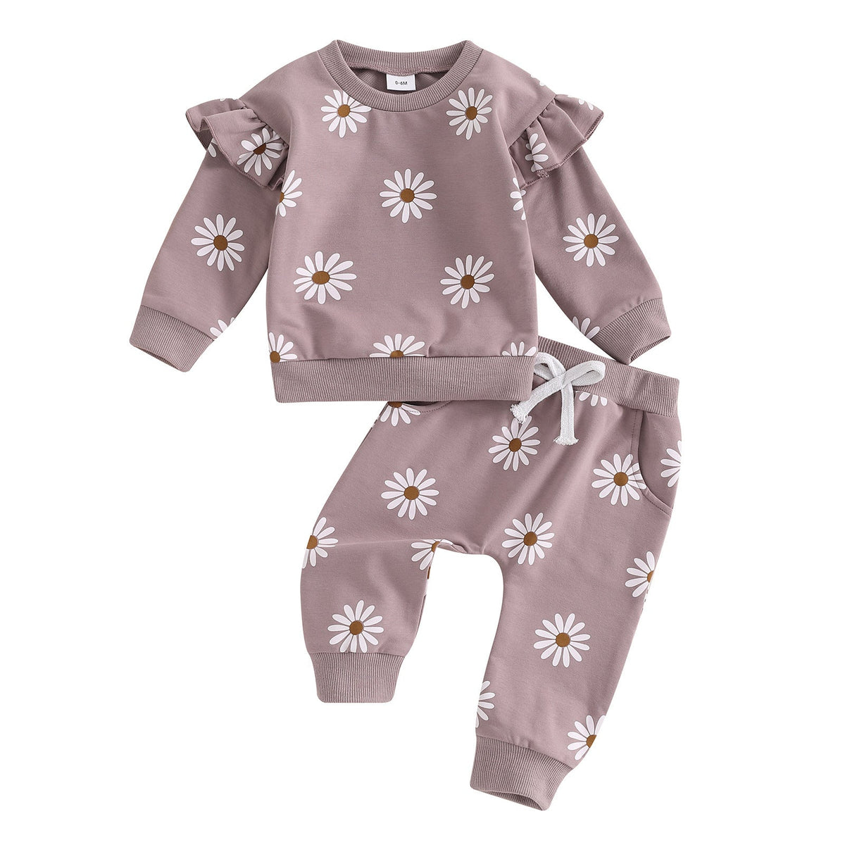 European And American Little Daisy Printing Long Sleeve Trousers Suit - Cindi Book