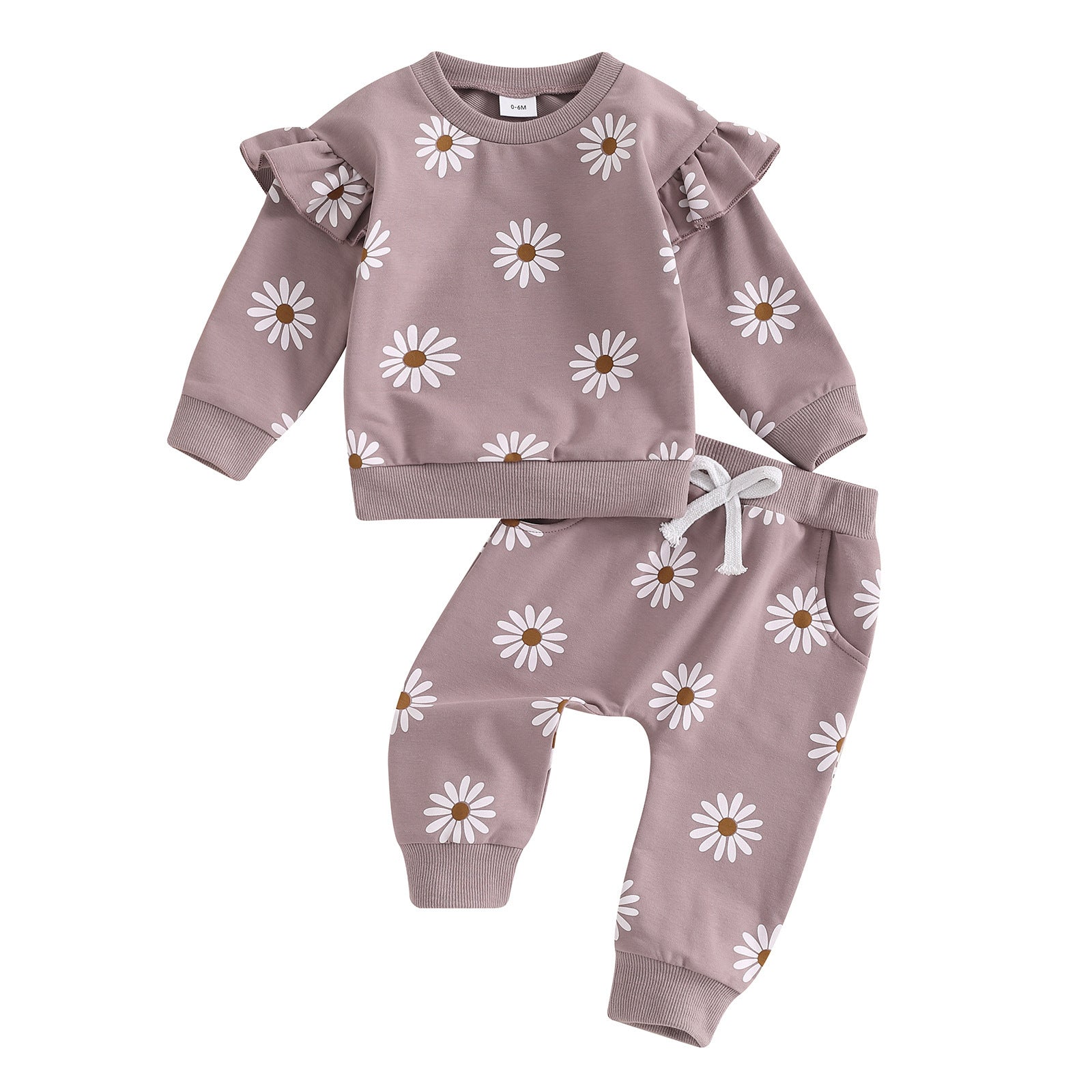 European And American Little Daisy Printing Long Sleeve Trousers Suit - Cindi Book