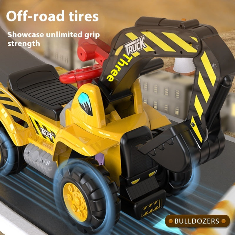 Oversized Portable Riding Hook Machine Electric Excavator Car Girl And Boy Children Excavator Toy Engineering Vehicle - Cindi Book