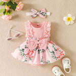 Sleeve Stitching Flower Print Romper - Cindi Book