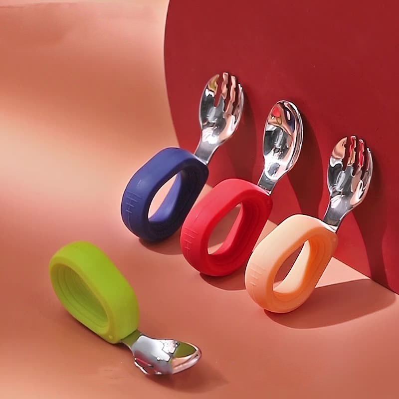 Children's Stainless Steel Round Handle Fork And Spoon Set - Cindi Book