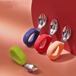 Children's Stainless Steel Round Handle Fork And Spoon Set - Cindi Book