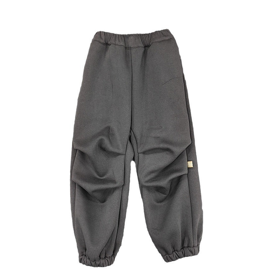 Autumn And Winter Children's Clothing Fleece-lined Casual All-match Loose Knitted Trousers - Cindi Book