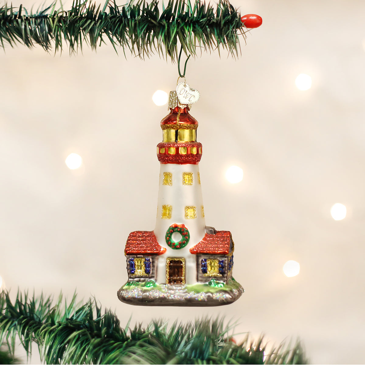 Old World Christmas Lighthouse Ornament - hand-blown glass Christmas tree ornament
