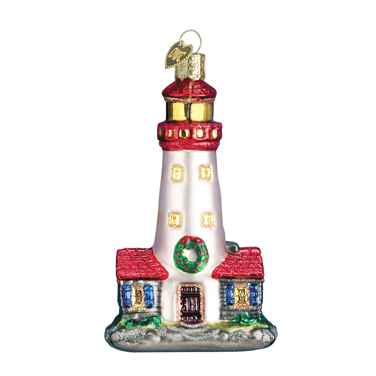 Old World Christmas Lighthouse Ornament - hand-blown glass Christmas tree ornament (view 3)