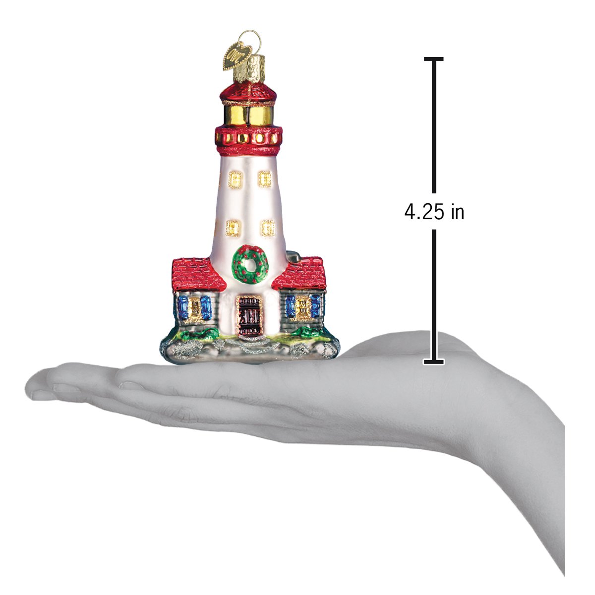 Old World Christmas Lighthouse Ornament - hand-blown glass Christmas tree ornament (view 4)