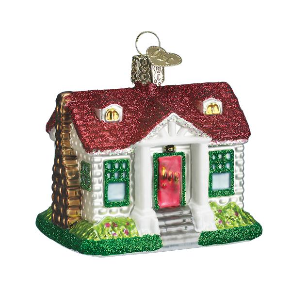 Old World Christmas Cozy Cottage Ornament - hand-blown glass Christmas tree ornament