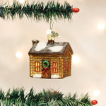 Old World Christmas Log Cabin Ornament - hand-blown glass Christmas tree ornament