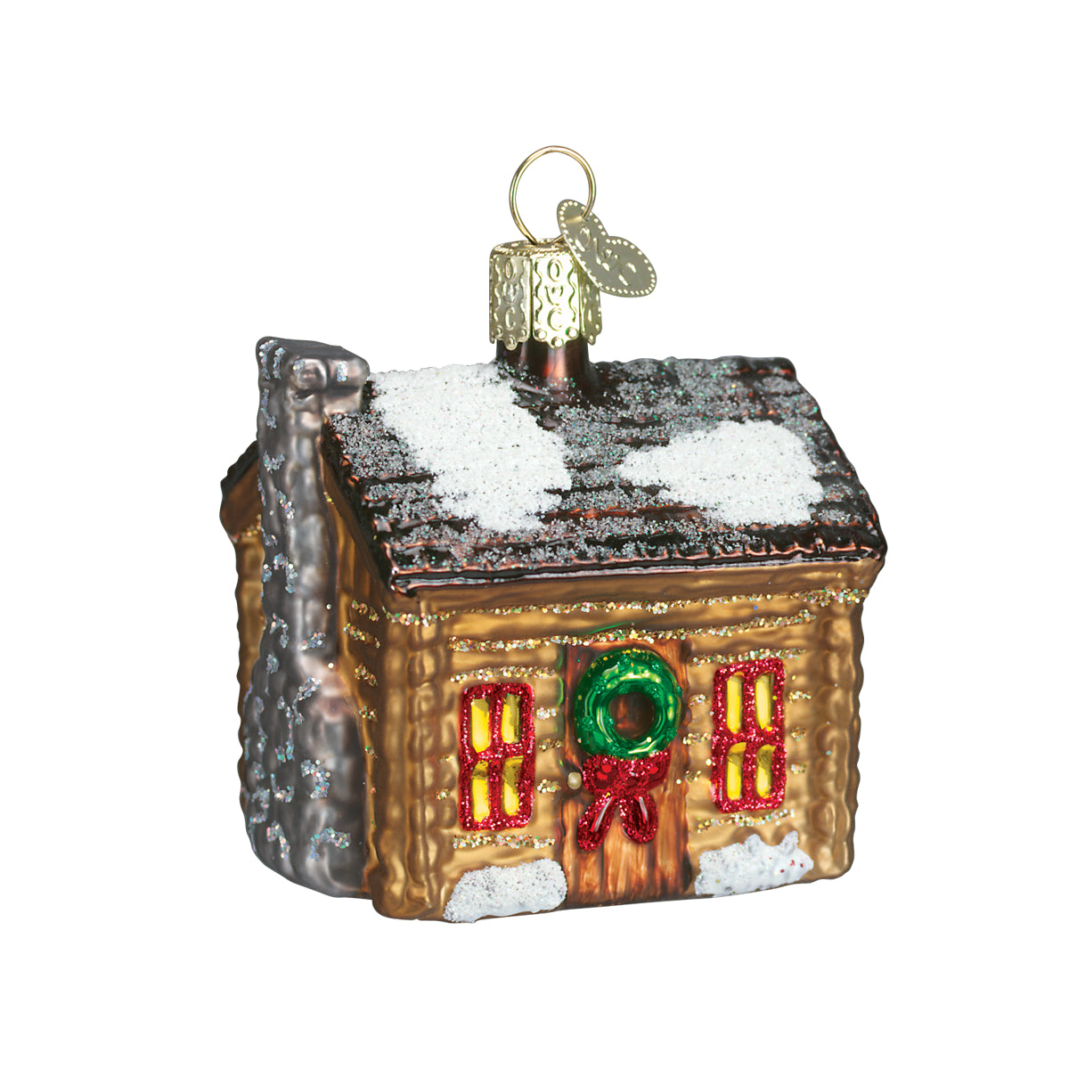 Old World Christmas Log Cabin Ornament - hand-blown glass Christmas tree ornament (view 3)