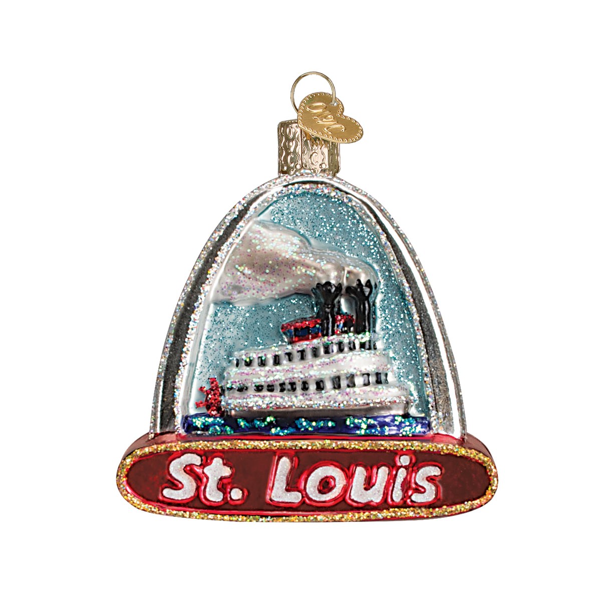 Old World Christmas St. Louis Arch Ornament - hand-blown glass Christmas tree ornament (view 3)