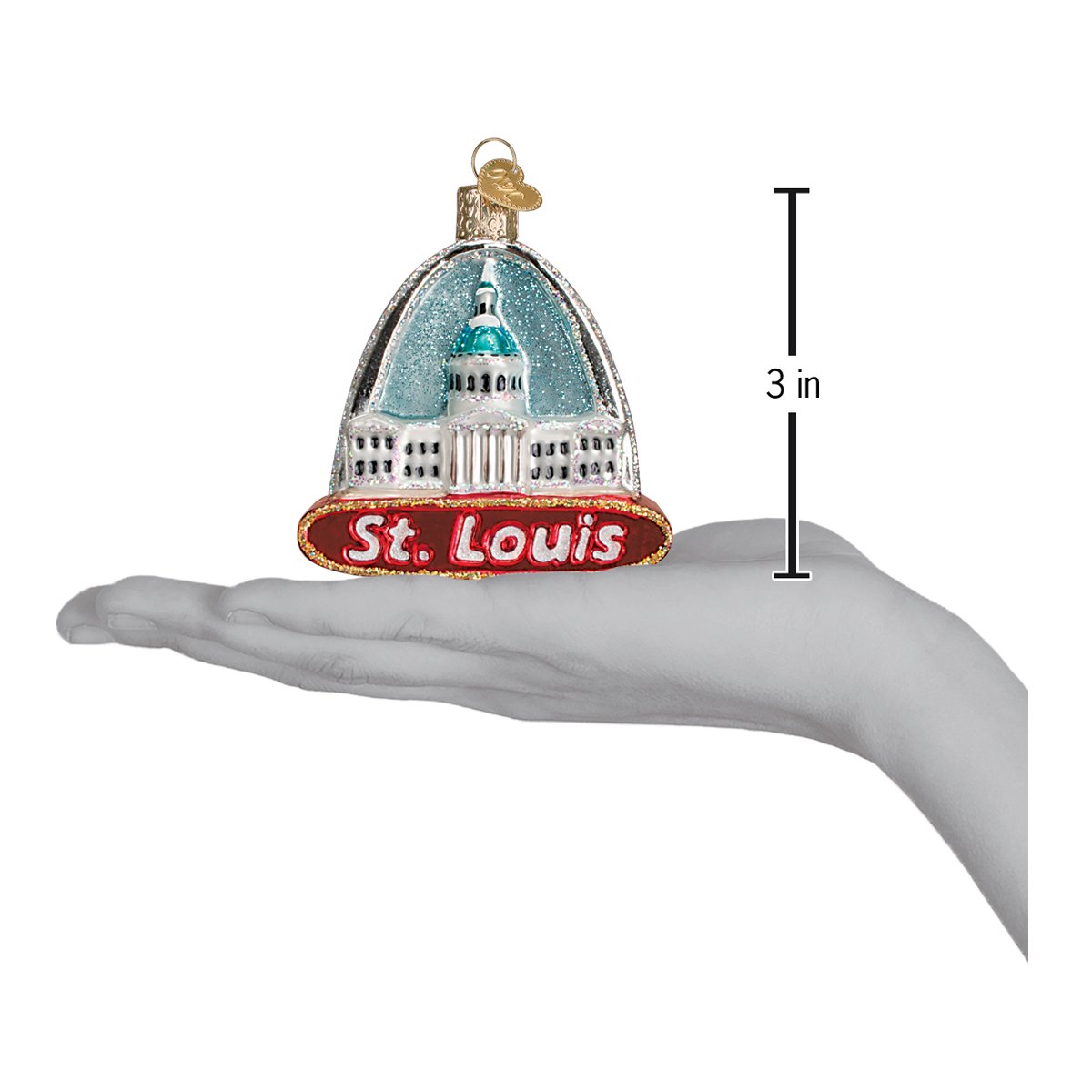 Old World Christmas St. Louis Arch Ornament - hand-blown glass Christmas tree ornament (view 5)