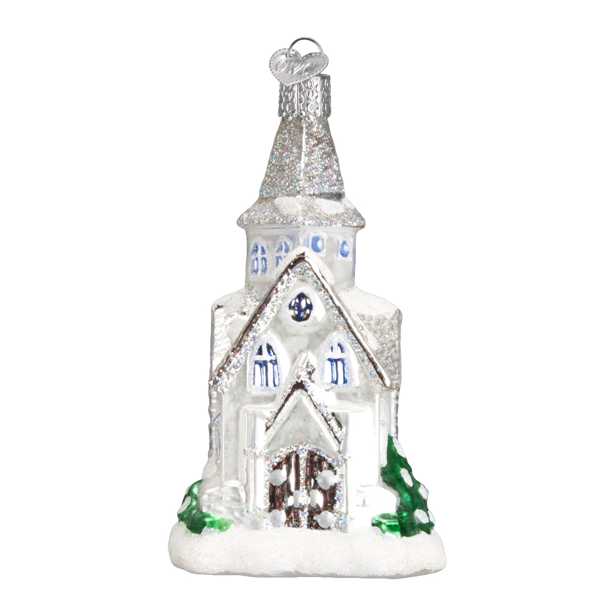 Old World Christmas Sparkling Cathedral Ornament - hand-blown glass Christmas tree ornament (view 6)