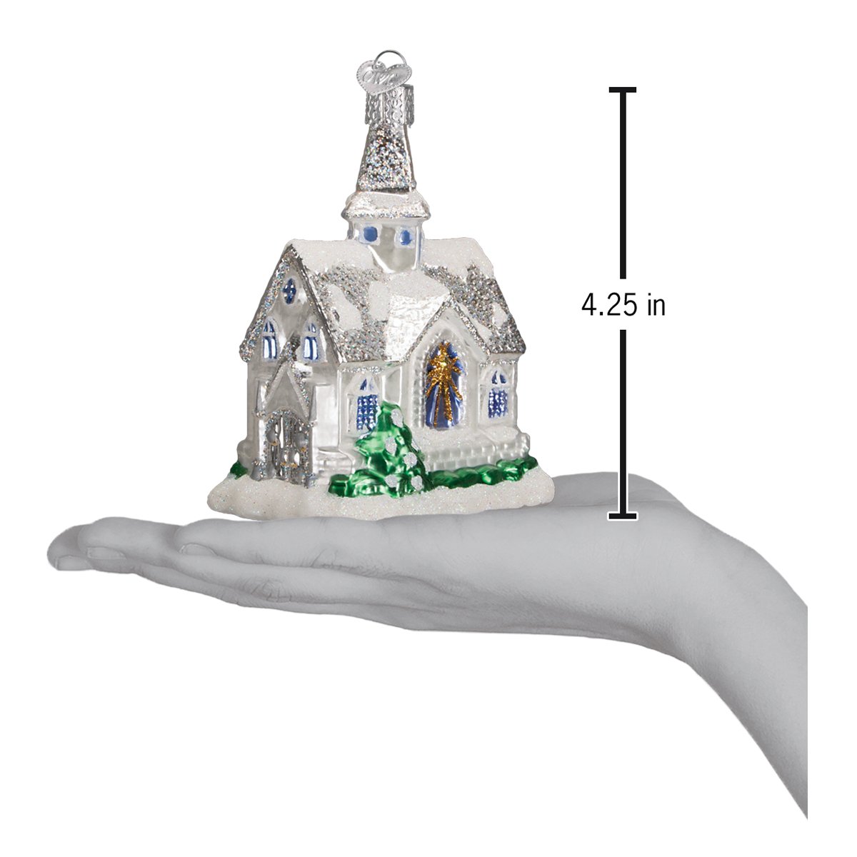 Old World Christmas Sparkling Cathedral Ornament - hand-blown glass Christmas tree ornament (view 7)