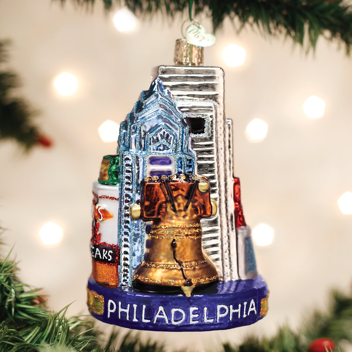 Old World Christmas Philadelphia Ornament - hand-blown glass Christmas tree ornament