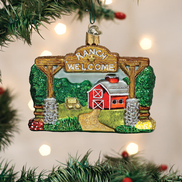 Old World Christmas Our Ranch Ornament - hand-blown glass Christmas tree ornament