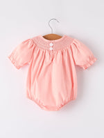 Rylee Faith Designs - Girls Horse Smocking Embroidered Coral Romper - alternate view 2