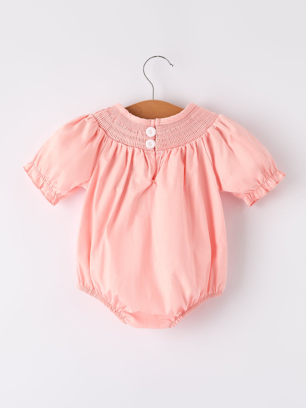 Rylee Faith Designs - Girls Horse Smocking Embroidered Coral Romper - alternate view 2