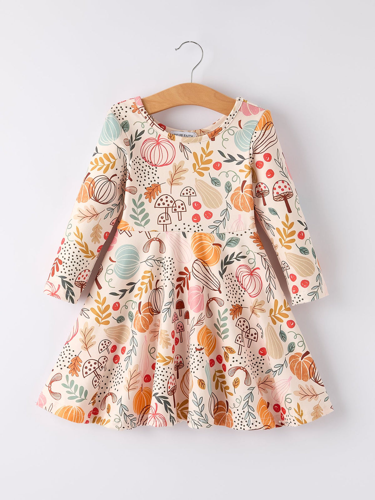 Rylee Faith Designs - Fall Thanksgiving Pumpkin Leaf Print Dress - alternate view 7