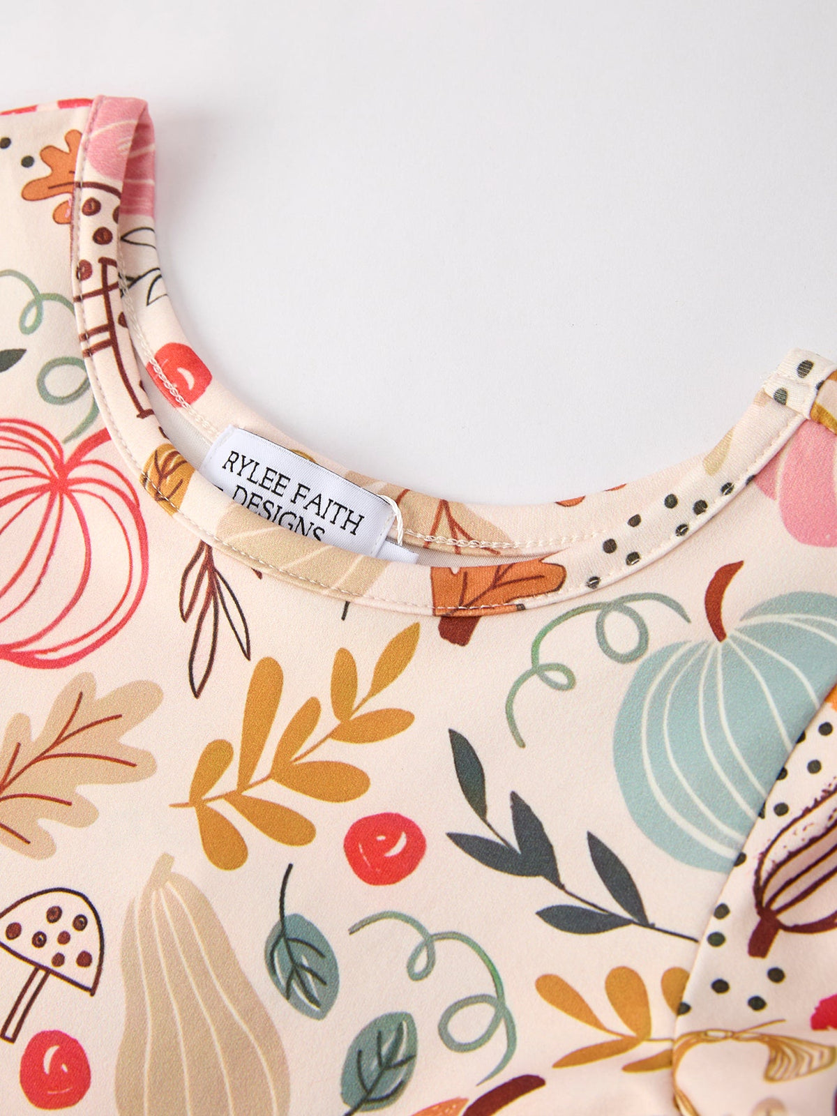 Rylee Faith Designs - Fall Thanksgiving Pumpkin Leaf Print Dress - alternate view 8