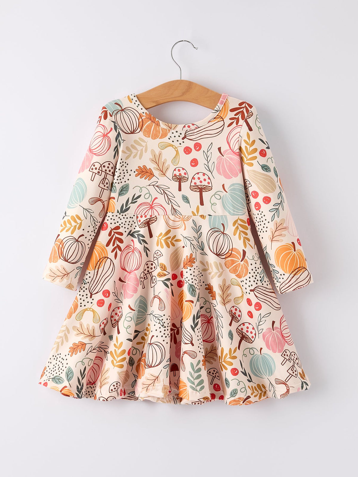 Rylee Faith Designs - Fall Thanksgiving Pumpkin Leaf Print Dress - alternate view 6